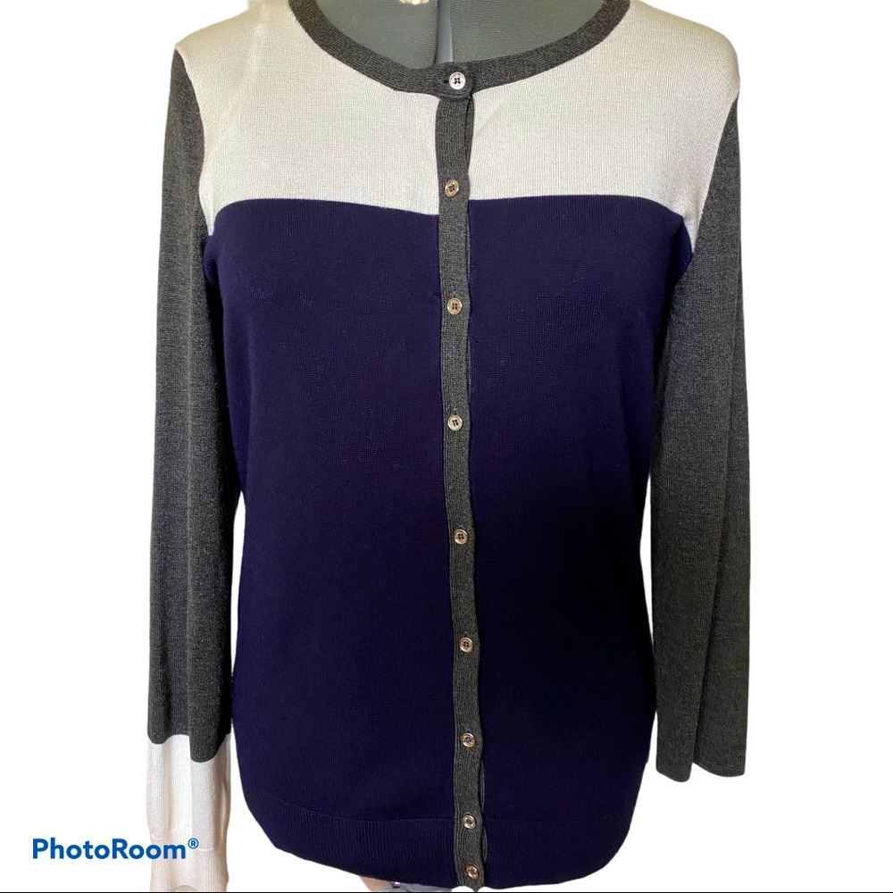 Calvin Klein Color Block Button Up Cardigan - image 2